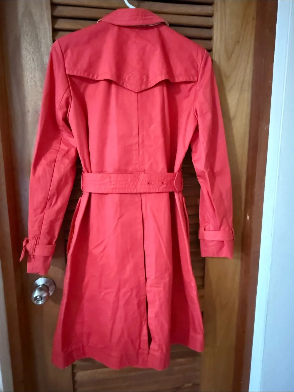 Coach Legacy/Red Double-Breasted Trench Coat with Belt